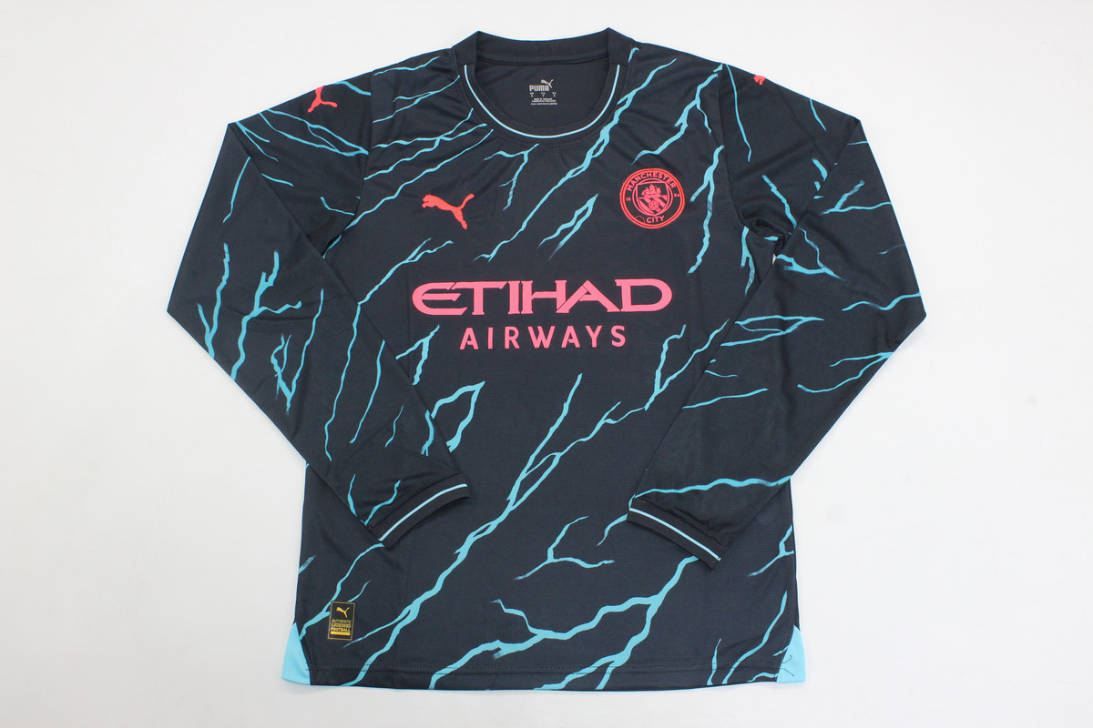 AAA Quality Manchester City 23/24 Third Black/Blue Long Jersey